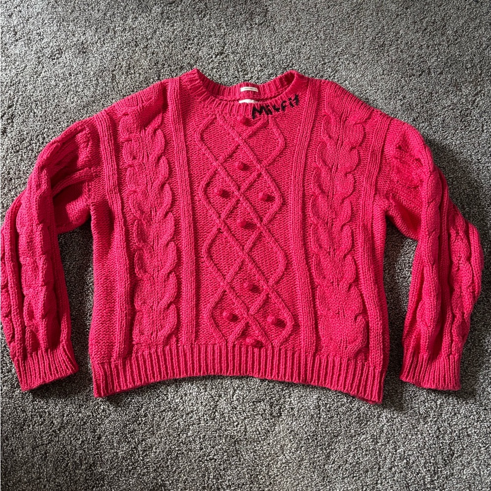 MOTHER Pink Cable Knit Sweater